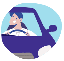 blob icon with a person in a car